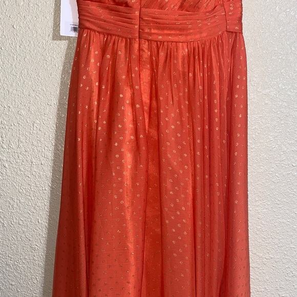 NWT Mac Duggal Orange Polka Dot Ruffled One Shoulder Gown 49536 Size 6 - Picture 13 of 16